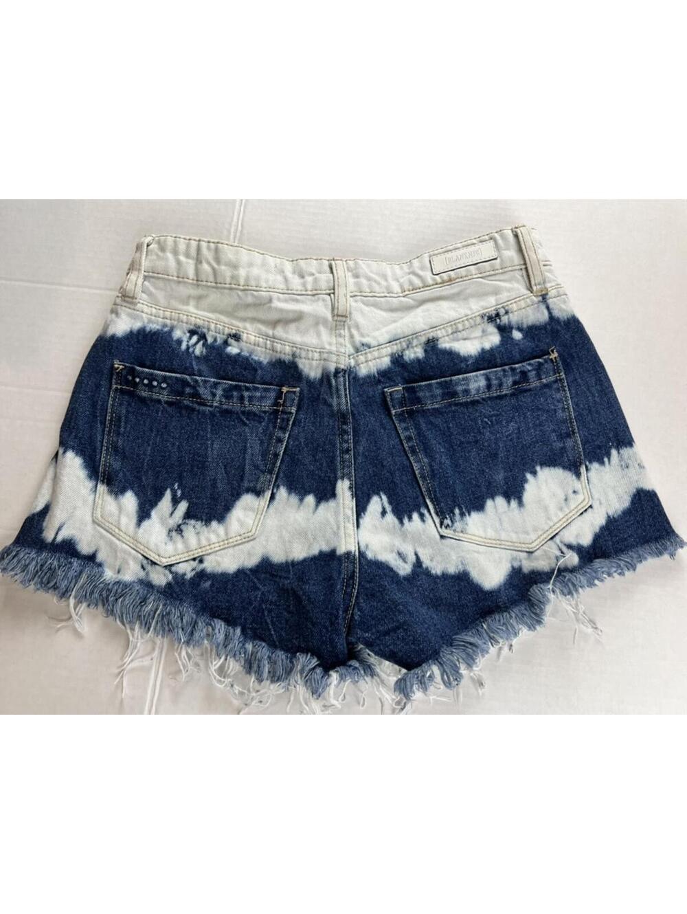 Anthropologie BLANKNYC Barrow High-Rise Denim Shorts Womens 25" bleach tie-dye